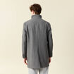 Manteau droit long col montant gris fonc&eacute; homme