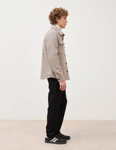 Surchemise boutonn&eacute;e beige homme