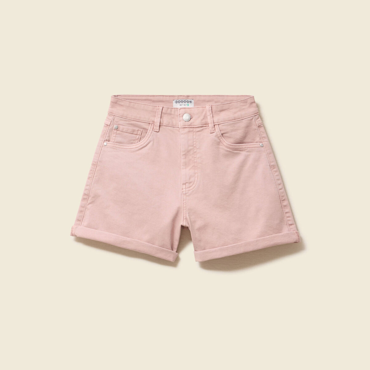 Short mom taille haute rose clair femme