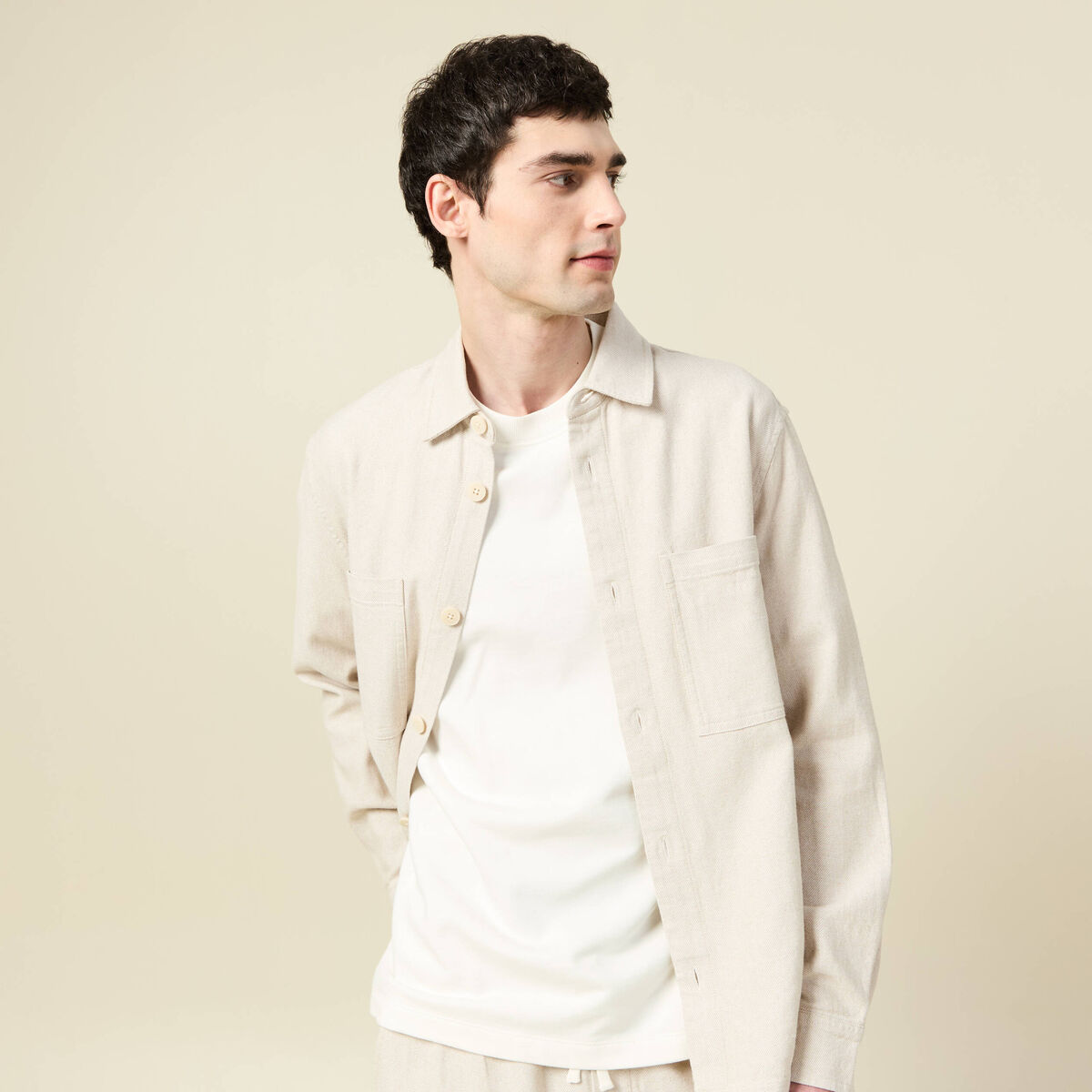 Surchemise manches longues ecru homme