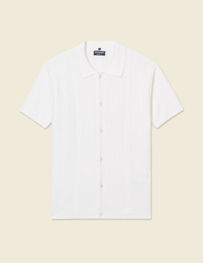 Chemise manches courtes tricot ecru homme