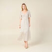 Robe longue évasée fluide blanc femme