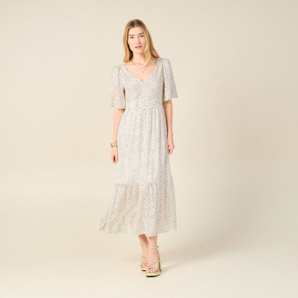 robe longue evasee fluide blanc femme Robe longue évasée fluide blanc femme