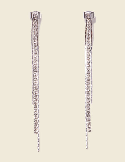 Boucles d'oreilles pendantes couleur argent femme