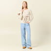 Gilet manches longues creme femme