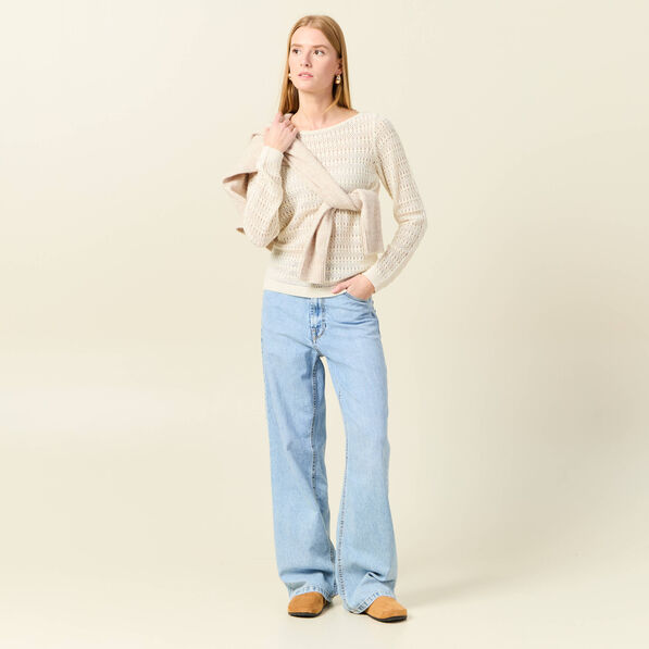 Gilet manches longues creme femme