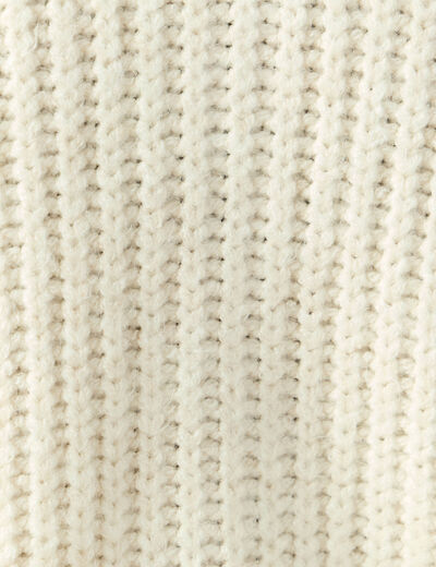 Gilet droit court manches longues creme femme