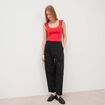 Pantalon barrel coupe loose taille haute noir femme