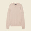 Pull manches longues col rond beige homme