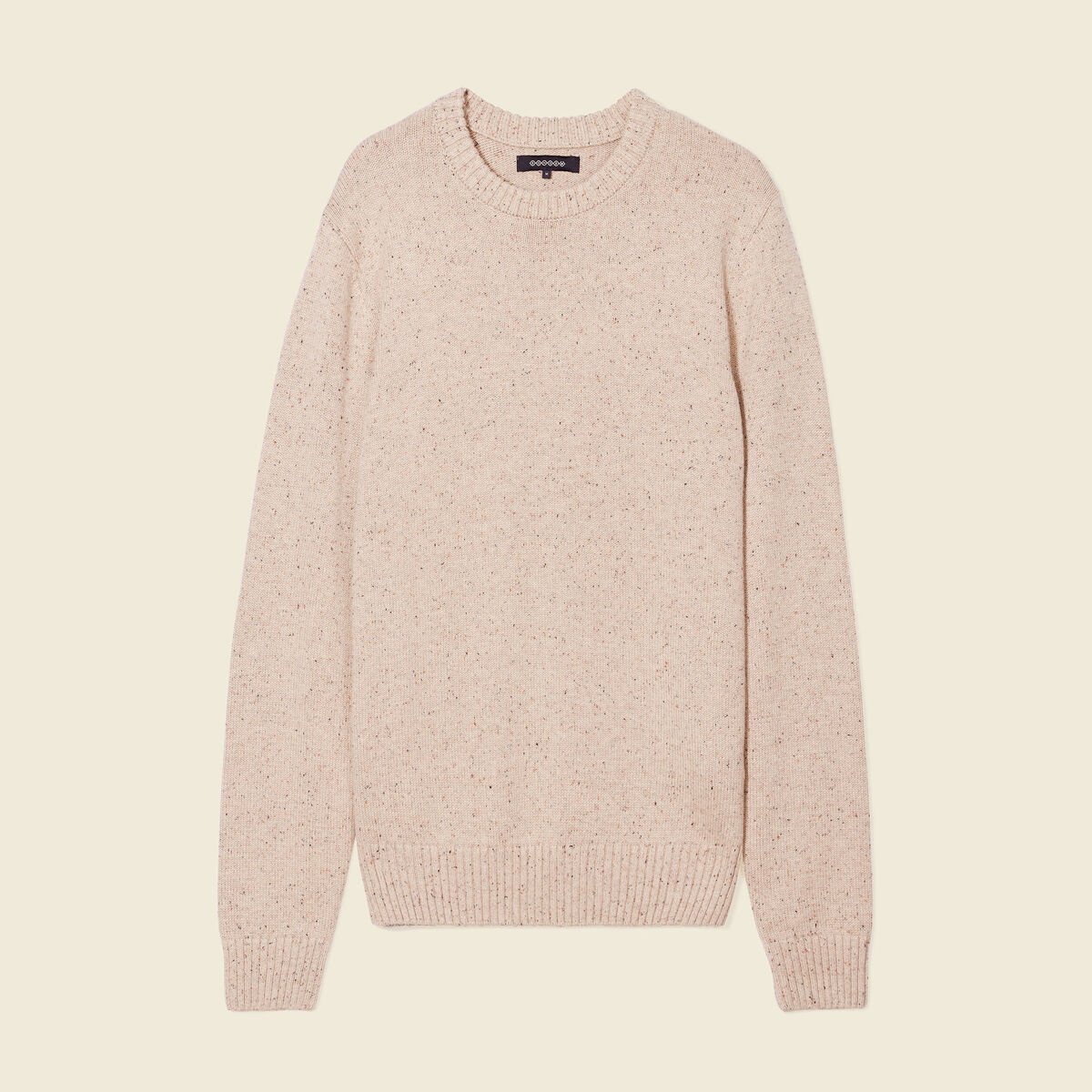 Pull manches longues col rond beige homme