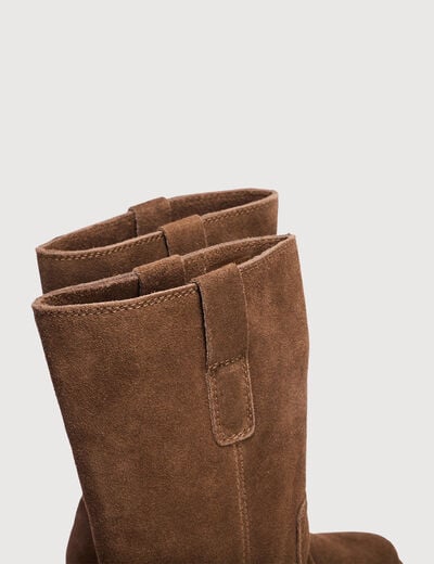Bottes &agrave; talon marron fonc&eacute; femme