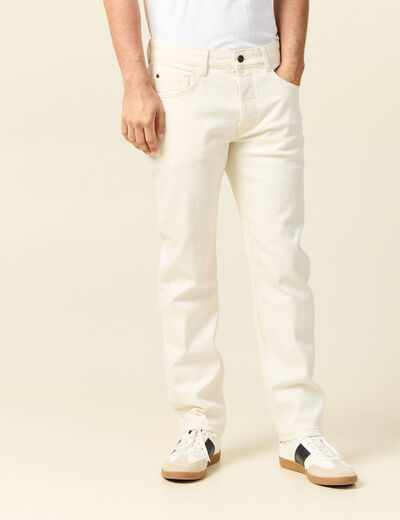 Jeans straight 5 poches ecru homme
