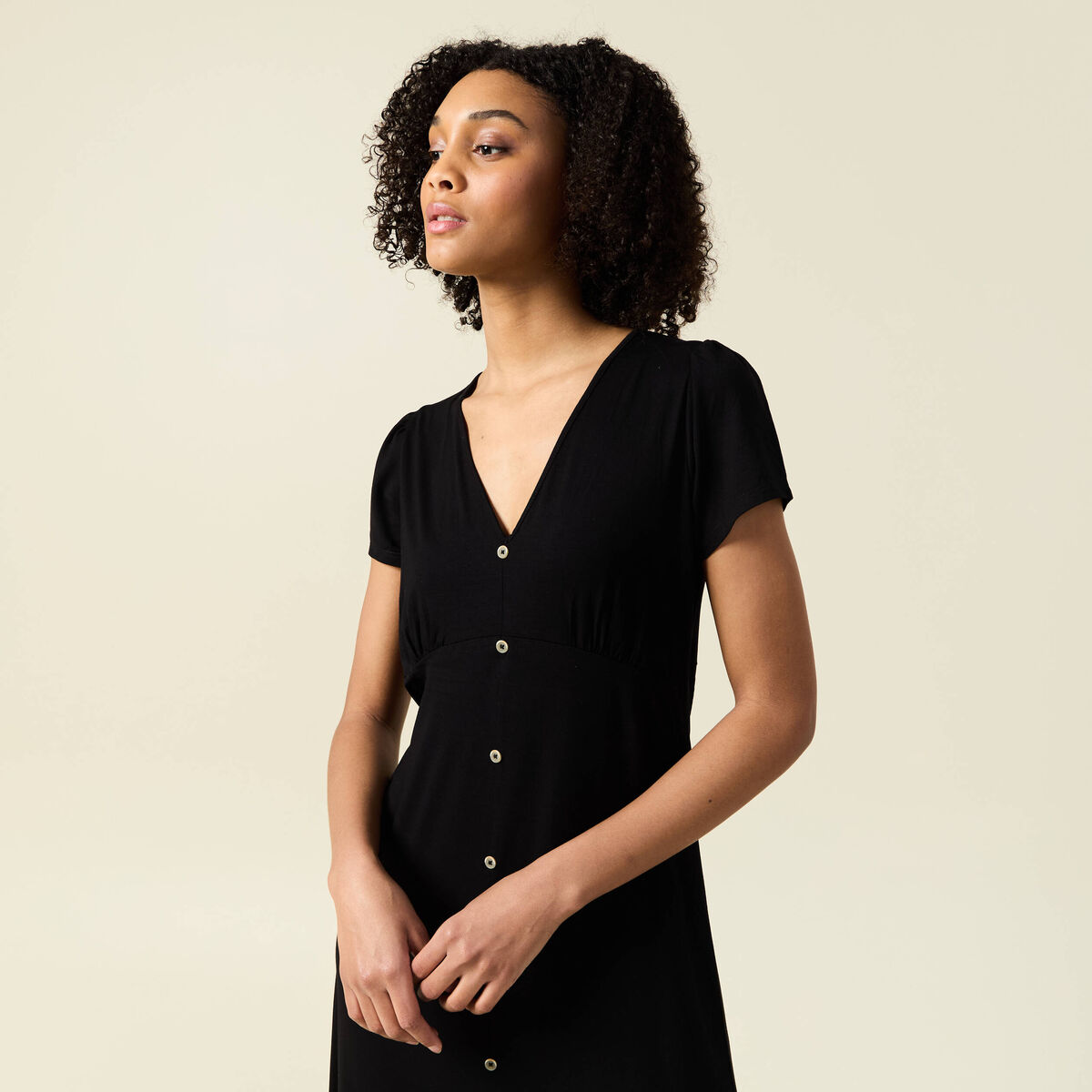 Robe longue droite noir femme