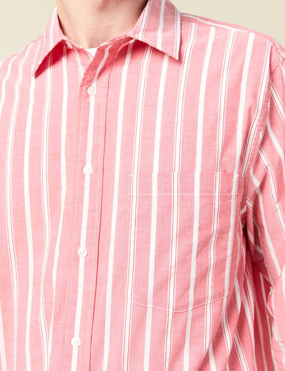 Chemise boyfriend en coton rouge corail homme