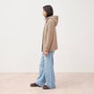 Caban oversize court &agrave; capuche beige femme
