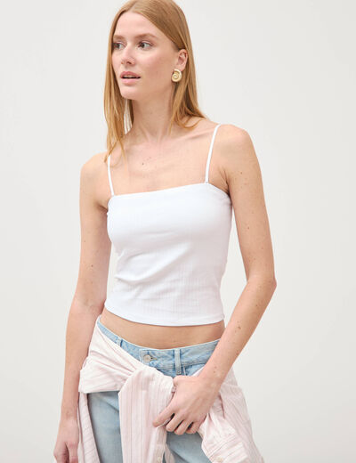D&eacute;bardeur 2 en 1 avec brassi&egrave;re int&eacute;gr&eacute;e blanc femme