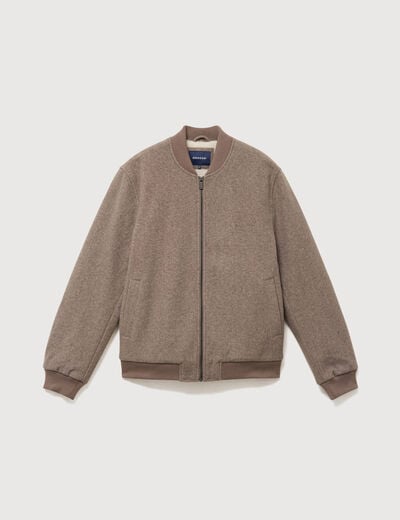 Blouson doubl&eacute; manches longues taupe homme