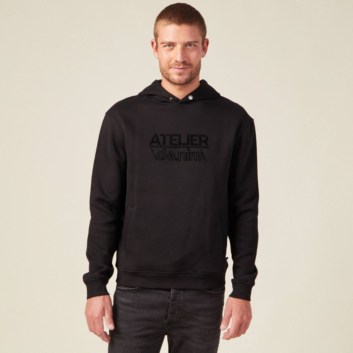 Sweat oversize à capuche noir homme