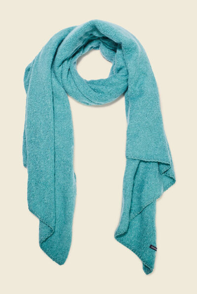 Écharpe maille duveteuse bleu turquoise femme
