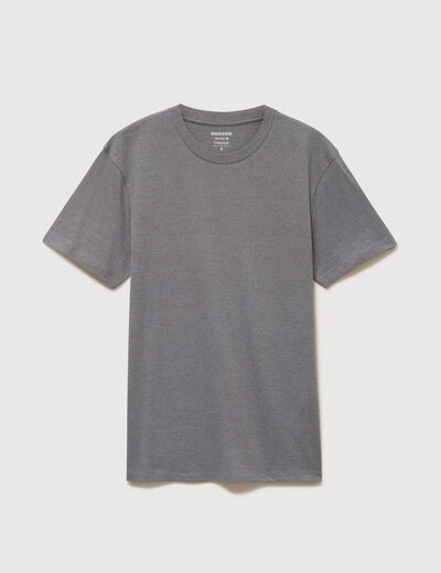 T-shirt cintr&eacute; col rond manches courtes gris homme