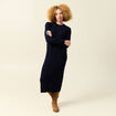 Robe manches longues bleu fonc&eacute; femme
