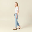Jeans boyfriend ceinturé denim bleach femme