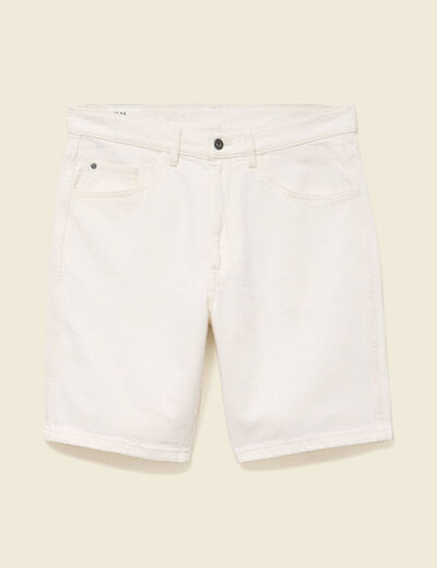 Bermuda en jean coton denim blanc homme