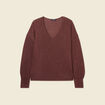 Pull manches longues ajouré bordeaux femme