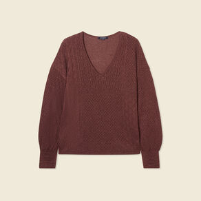 pull manches longues ajoure bordeaux femme Pull manches longues ajouré bordeaux femme