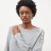 Pull droit col rond manches longues gris femme