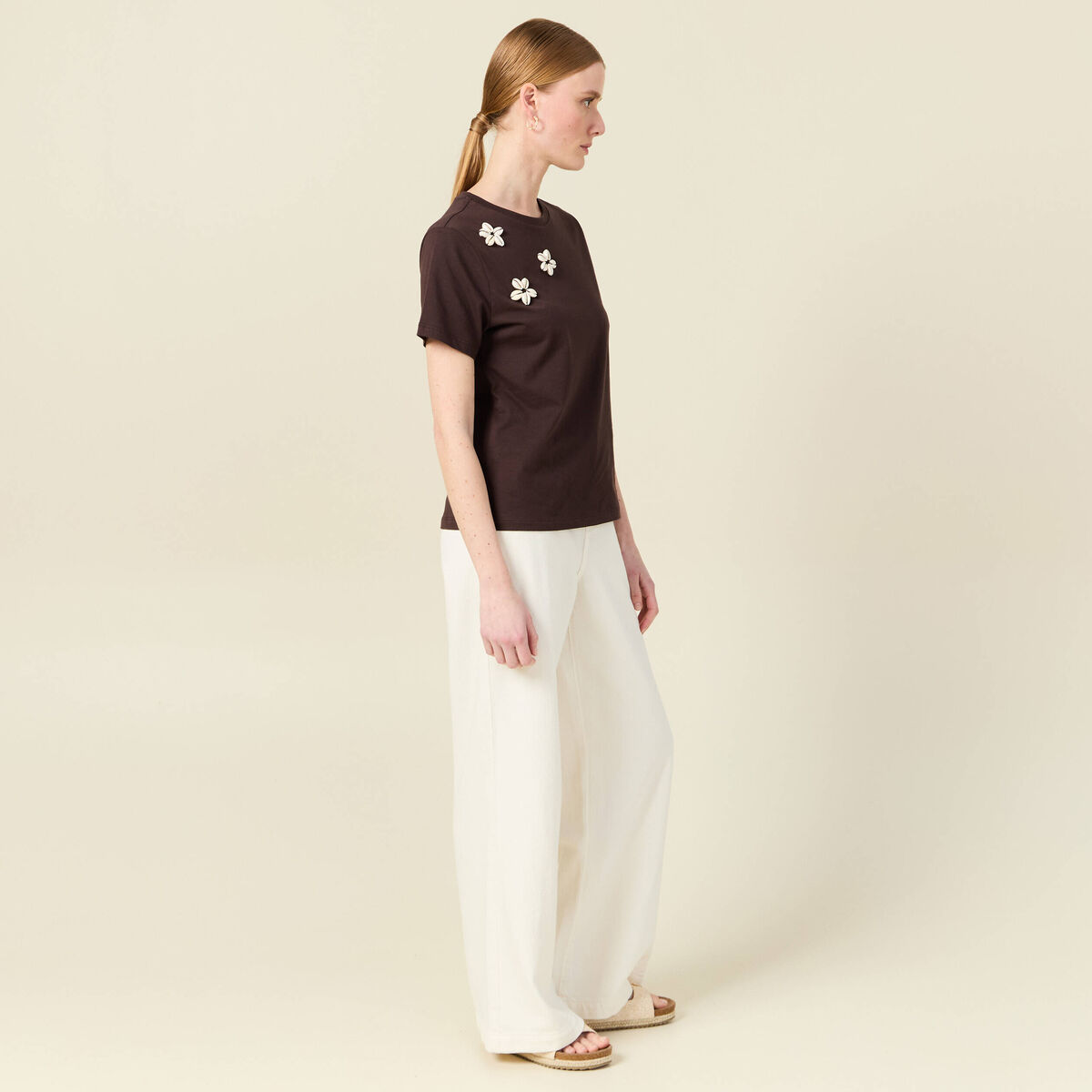 T-shirt éco-responsable marron femme