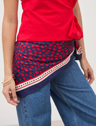 Foulard satin&eacute; rouge femme