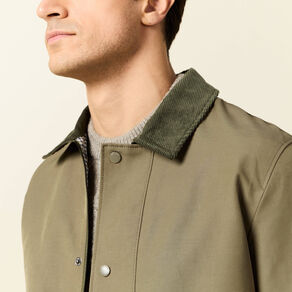 Veste déperlante boutonnée vert kaki homme