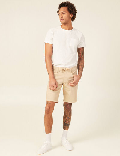 Bermuda droit 5 poches beige homme