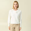 Pull manches longues col rond ecru femme