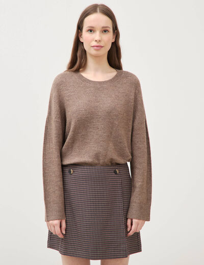 Mini-jupe droite courte marron femme