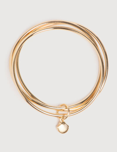 Bracelets 3 joncs dor&eacute;s couleur or femme