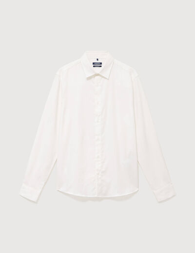 Chemise droite en coton manches longues ecru homme