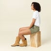 Short chino éco-responsable vert kaki femme