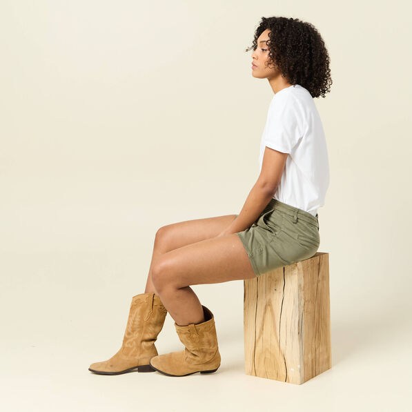 Short chino éco-responsable vert kaki femme