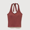 D&eacute;bardeur cropped d&eacute;collet&eacute; doubl&eacute; marron cognac femme