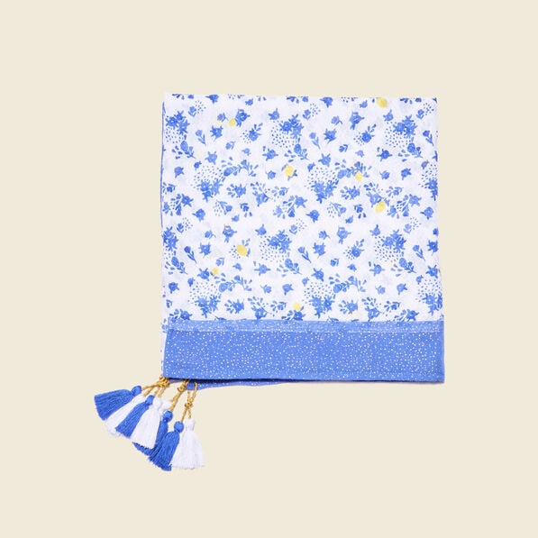 foulard a pampilles bleu electrique femme Foulard à pampilles bleu electrique femme