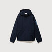 Blouson droit &agrave; capuche doubl&eacute; bleu marine homme