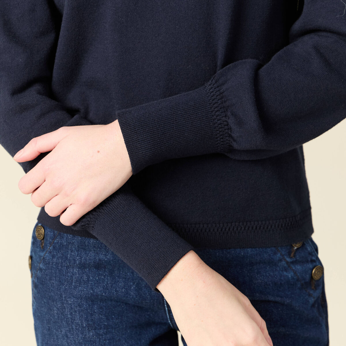 Pull manches longues bleu marine femme