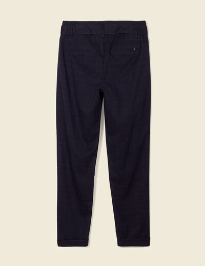 Pantalon carotte ceinturé bleu marine femme