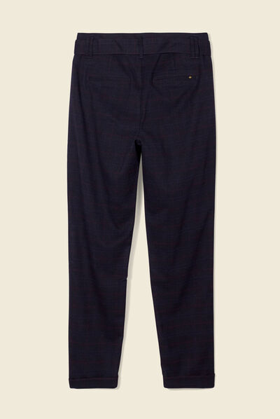 Pantalon carotte ceinturé bleu marine femme