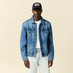 Veste droite en jean denim double stone homme