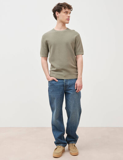 T-shirt en coton manches courtes vert kaki homme