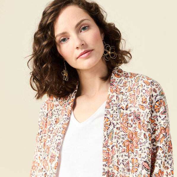 gilet imprime manches longues blanc femme Gilet imprimé manches longues blanc femme
