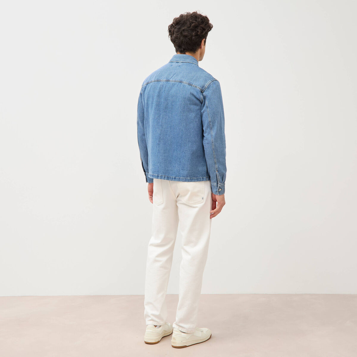 Chemise manches longues en jeans denim bleach homme